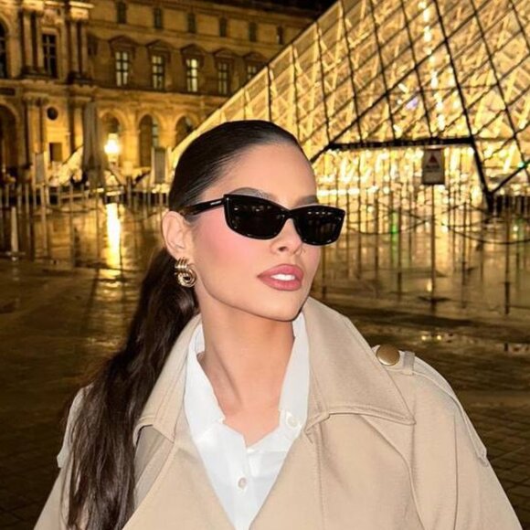 Saint Laurent SL658 002 Sunglasses Havana Cat Eye Frame, Black Lenses - Picture 2 of 12